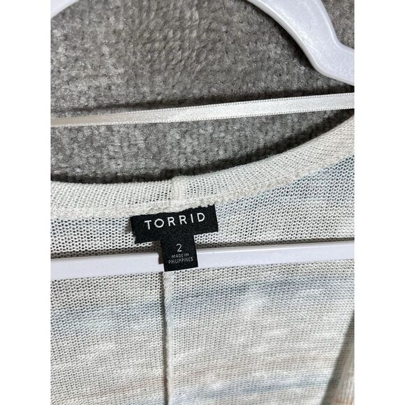 Torrid Hacci Knit Open Duster Cardigan Womens Size 2X Striped Hi-Low 3/4 Sleeve - Picture 3 of 6